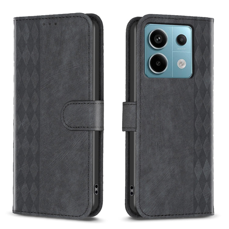 Plaid Embossed Leather Phone Case, For Xiaomi Redmi 13C, For Xiaomi Redmi Note 13 Pro+ 5G, For Xiaomi Redmi Note 13 Pro 5G, For Xiaomi Redmi 12 4G