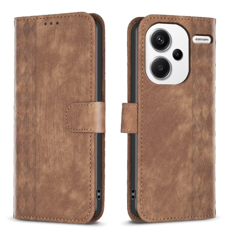 Plaid Embossed Leather Phone Case, For Xiaomi Redmi 13C, For Xiaomi Redmi Note 13 Pro+ 5G, For Xiaomi Redmi Note 13 Pro 5G, For Xiaomi Redmi 12 4G