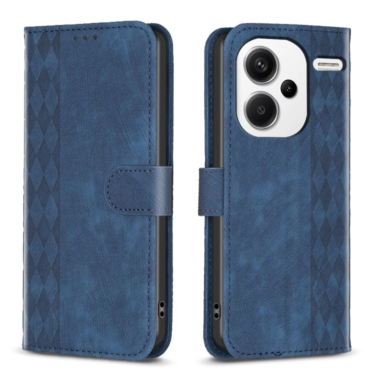 Plaid Embossed Leather Phone Case, For Xiaomi Redmi 13C, For Xiaomi Redmi Note 13 Pro+ 5G, For Xiaomi Redmi Note 13 Pro 5G, For Xiaomi Redmi 12 4G