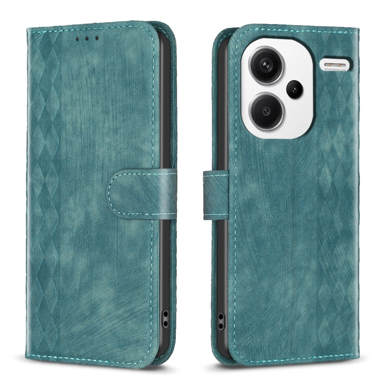 Plaid Embossed Leather Phone Case, For Xiaomi Redmi 13C, For Xiaomi Redmi Note 13 Pro+ 5G, For Xiaomi Redmi Note 13 Pro 5G, For Xiaomi Redmi 12 4G