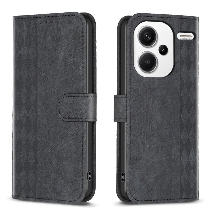 Plaid Embossed Leather Phone Case, For Xiaomi Redmi 13C, For Xiaomi Redmi Note 13 Pro+ 5G, For Xiaomi Redmi Note 13 Pro 5G, For Xiaomi Redmi 12 4G
