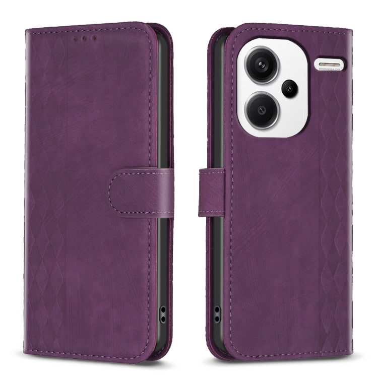 Plaid Embossed Leather Phone Case, For Xiaomi Redmi 13C, For Xiaomi Redmi Note 13 Pro+ 5G, For Xiaomi Redmi Note 13 Pro 5G, For Xiaomi Redmi 12 4G