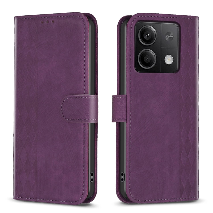 Plaid Embossed Leather Phone Case, For Xiaomi Redmi Note 13 Pro 4G Global, For Xiaomi Poco M6 Pro 4G, For Xiaomi Redmi Note 13 4G Global, For Xiaomi Redmi Note 13