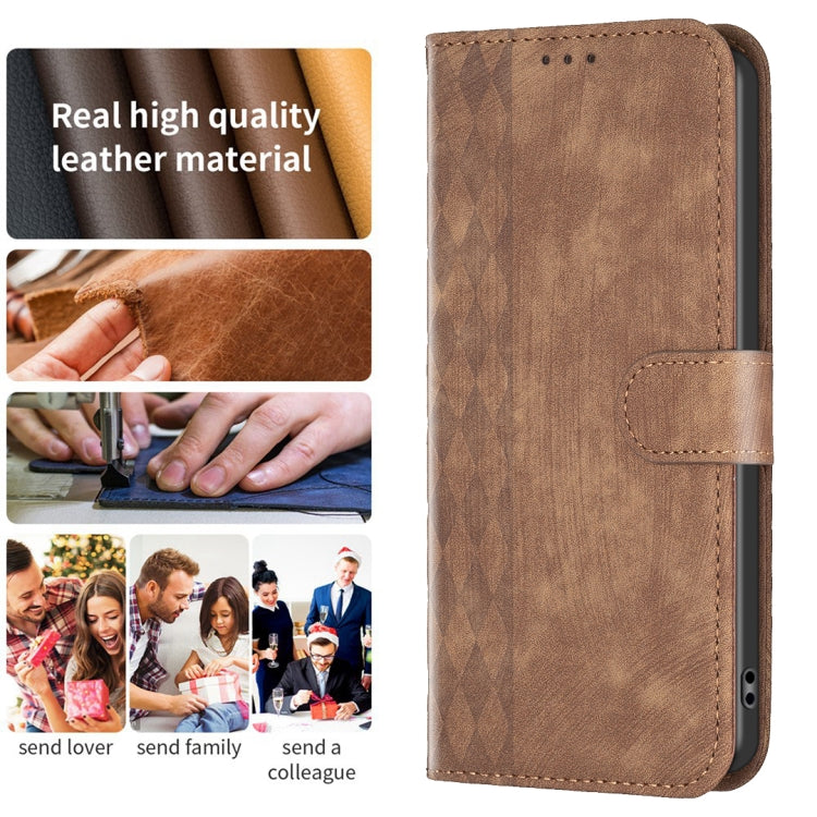 Plaid Embossed Leather Phone Case, For Xiaomi Redmi 13C, For Xiaomi Redmi Note 13 Pro+ 5G, For Xiaomi Redmi Note 13 Pro 5G, For Xiaomi Redmi 12 4G