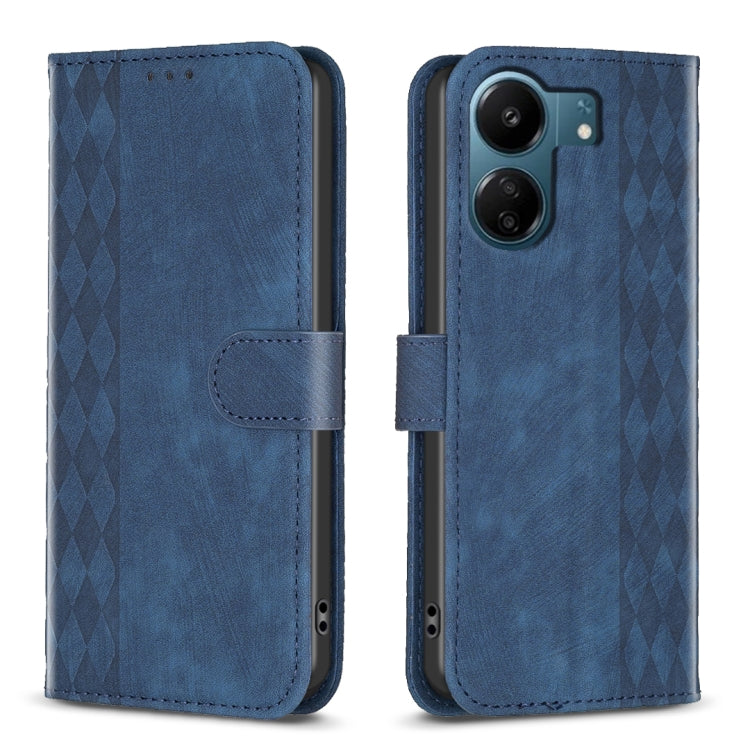 Plaid Embossed Leather Phone Case, For Xiaomi Redmi 13C, For Xiaomi Redmi Note 13 Pro+ 5G, For Xiaomi Redmi Note 13 Pro 5G, For Xiaomi Redmi 12 4G
