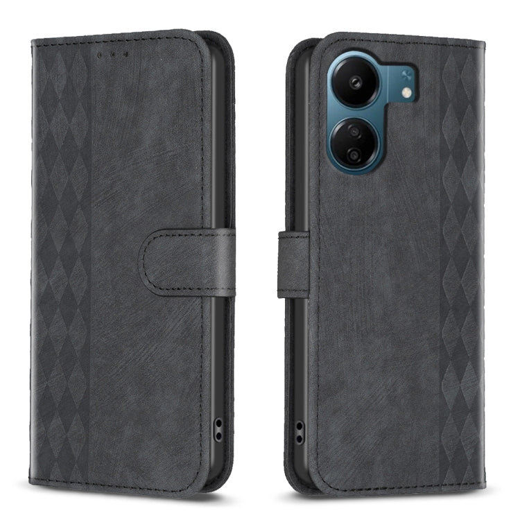 Plaid Embossed Leather Phone Case, For Xiaomi Redmi 13C, For Xiaomi Redmi Note 13 Pro+ 5G, For Xiaomi Redmi Note 13 Pro 5G, For Xiaomi Redmi 12 4G