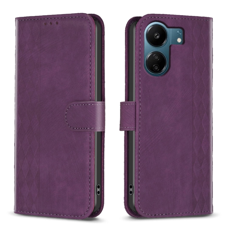 Plaid Embossed Leather Phone Case, For Xiaomi Redmi 13C, For Xiaomi Redmi Note 13 Pro+ 5G, For Xiaomi Redmi Note 13 Pro 5G, For Xiaomi Redmi 12 4G