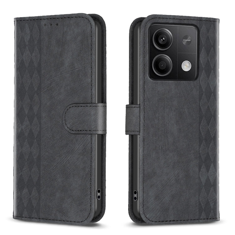 Plaid Embossed Leather Phone Case, For Xiaomi Redmi Note 13 Pro 4G Global, For Xiaomi Poco M6 Pro 4G, For Xiaomi Redmi Note 13 4G Global, For Xiaomi Redmi Note 13