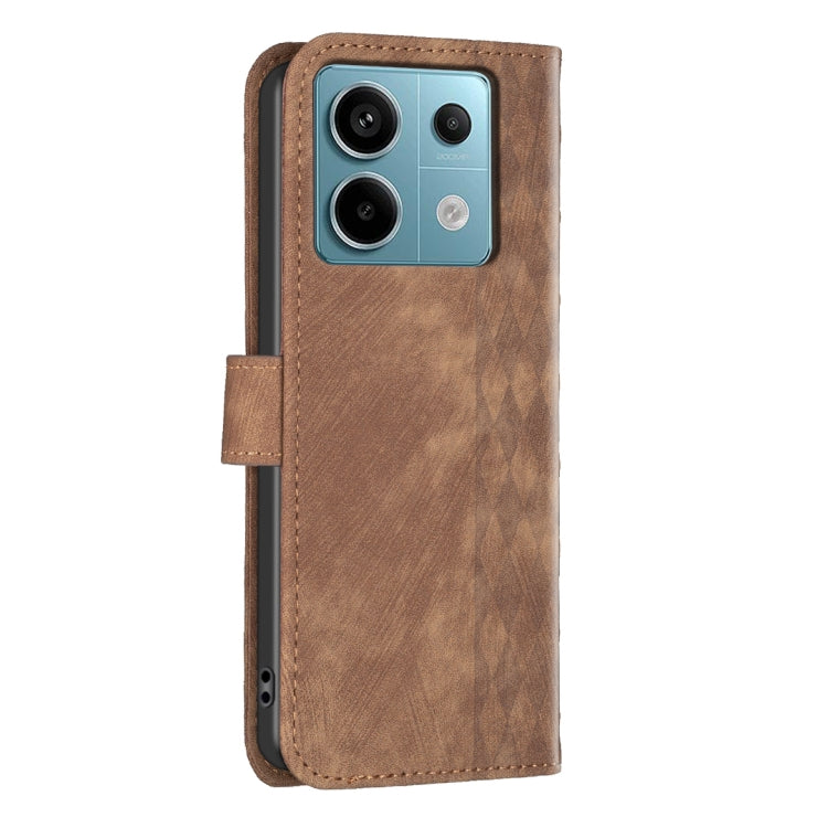 Plaid Embossed Leather Phone Case, For Xiaomi Redmi Note 13 Pro 4G Global, For Xiaomi Poco M6 Pro 4G, For Xiaomi Redmi Note 13 4G Global, For Xiaomi Redmi Note 13