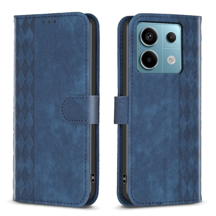Plaid Embossed Leather Phone Case, For Xiaomi Redmi Note 13 Pro 4G Global, For Xiaomi Poco M6 Pro 4G, For Xiaomi Redmi Note 13 4G Global, For Xiaomi Redmi Note 13