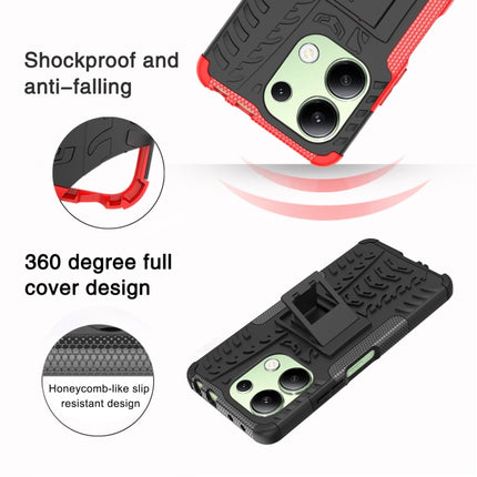 Tire Texture TPU + PC Phone Case with Holder, For Xiaomi Redmi Note 13 4G, For Xiaomi Redmi Note 13 5G Global, For Xiaomi Redmi Note 13 Pro+ 5G, For Xiaomi Redmi Note 13 Pro 5G Global, For Xiaomi Redmi Note 12S / 11S / 11                               ...
