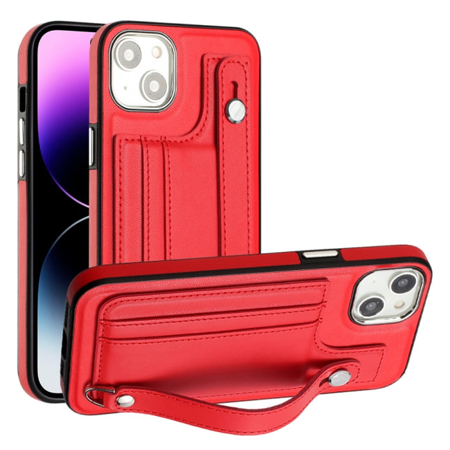 Shockproof Leather Phone Case with Wrist Strap, For iPhone 15 Pro Max, For iPhone 14, For iPhone 14 Plus, For iPhone 15 Pro