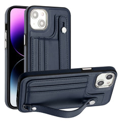 Shockproof Leather Phone Case with Wrist Strap, For iPhone 15 Pro Max, For iPhone 14, For iPhone 14 Plus, For iPhone 15 Pro, For iPhone 15 Plus