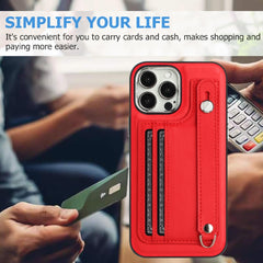 Shockproof Leather Phone Case with Wrist Strap, For iPhone 14 Pro, For iPhone 14 Pro Max, For iPhone 15, For iPhone 13, For iPhone 13 Pro