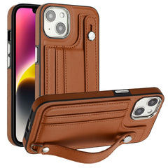 Shockproof Leather Phone Case with Wrist Strap, For iPhone 14 Pro, For iPhone 14 Pro Max, For iPhone 15, For iPhone 13, For iPhone 13 Pro