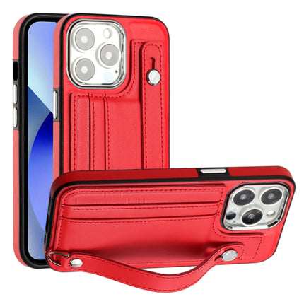 Shockproof Leather Phone Case with Wrist Strap, For iPhone 13, For iPhone 13 Pro, For iPhone 13 Pro Max, For iPhone 12 / 12 Pro
