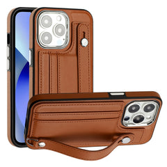 Shockproof Leather Phone Case with Wrist Strap, For iPhone 14 Pro, For iPhone 14 Pro Max, For iPhone 15, For iPhone 13, For iPhone 13 Pro