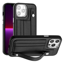 Shockproof Leather Phone Case with Wrist Strap, For iPhone 13 Pro Max, For iPhone 12 / 12 Pro, For iPhone 12 Pro Max, For iPhone 11, For iPhone 11 Pro