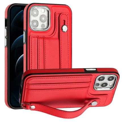 Shockproof Leather Phone Case with Wrist Strap, For iPhone 13, For iPhone 13 Pro, For iPhone 13 Pro Max, For iPhone 12 / 12 Pro