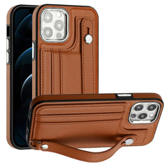 Shockproof Leather Phone Case with Wrist Strap, For iPhone 13 Pro Max, For iPhone 12 / 12 Pro, For iPhone 12 Pro Max, For iPhone 11, For iPhone 11 Pro