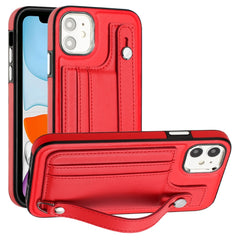 Shockproof Leather Phone Case with Wrist Strap, For iPhone 13 Pro Max, For iPhone 12 / 12 Pro, For iPhone 12 Pro Max, For iPhone 11, For iPhone 11 Pro