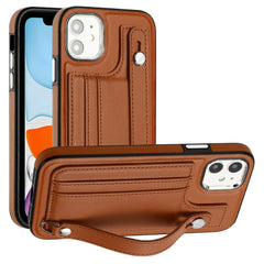 Shockproof Leather Phone Case with Wrist Strap, For iPhone 13 Pro Max, For iPhone 12 / 12 Pro, For iPhone 12 Pro Max, For iPhone 11, For iPhone 11 Pro