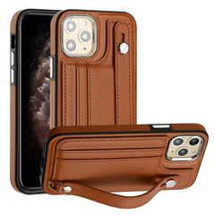 Shockproof Leather Phone Case with Wrist Strap, For iPhone 13 Pro Max, For iPhone 12 / 12 Pro, For iPhone 12 Pro Max, For iPhone 11, For iPhone 11 Pro