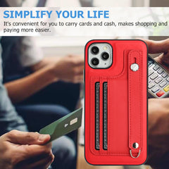 Shockproof Leather Phone Case with Wrist Strap, For iPhone 11 Pro Max, For iPhone XS Max, For iPhone XR, For iPhone X / XS, For iPhone SE 2022/SE 2020/6/7/8