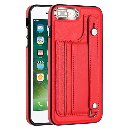 Shockproof Leather Phone Case with Wrist Strap, For iPhone 6 Plus/7 Plus/8 Plus