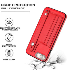 Shockproof Leather Phone Case with Wrist Strap, For iPhone 6 Plus/7 Plus/8 Plus