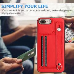 Shockproof Leather Phone Case with Wrist Strap, For iPhone 6 Plus/7 Plus/8 Plus