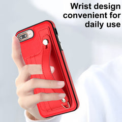 Shockproof Leather Phone Case with Wrist Strap, For iPhone 6 Plus/7 Plus/8 Plus