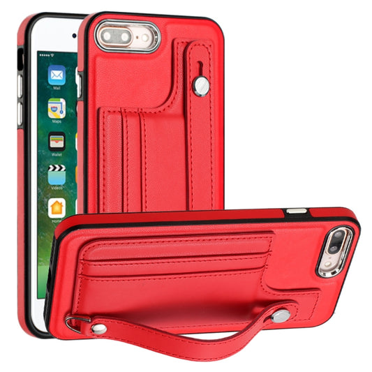 Shockproof Leather Phone Case with Wrist Strap, For iPhone 6 Plus/7 Plus/8 Plus