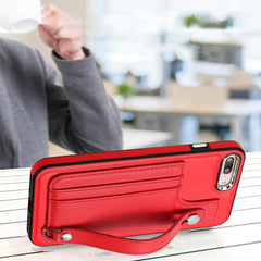 Shockproof Leather Phone Case with Wrist Strap, For iPhone 6 Plus/7 Plus/8 Plus