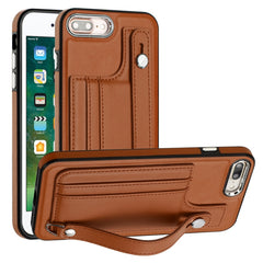 Shockproof Leather Phone Case with Wrist Strap, For iPhone 6 Plus/7 Plus/8 Plus