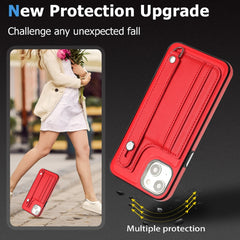 Shockproof Leather Phone Case with Wrist Strap, For iPhone 15 Plus, For iPhone 15, For iPhone 14 Pro Max, For iPhone 13, For iPhone 13 Pro