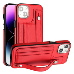 Shockproof Leather Phone Case with Wrist Strap, For iPhone 15 Pro Max, For iPhone 14, For iPhone 14 Plus, For iPhone 15 Pro, For iPhone 15 Plus