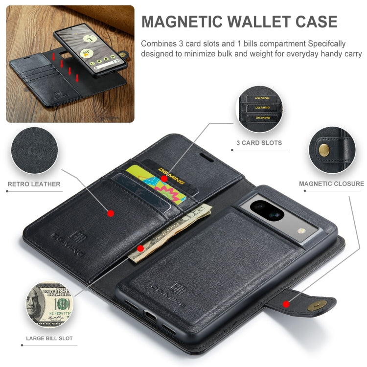 DG.MING Crazy Horse Texture Detachable Magnetic Leather Phone Case, For Google Pixel 7A