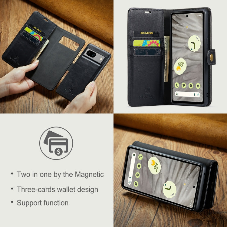 DG.MING Crazy Horse Texture Detachable Magnetic Leather Phone Case, For Google Pixel 7A