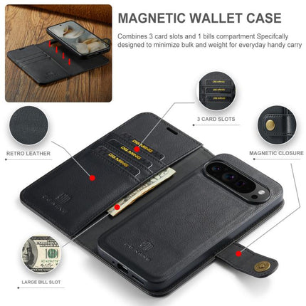 DG.MING Crazy Horse Texture Detachable Magnetic Leather Phone Case, For Google Pixel 10 Pro XL, For Google Pixel 10 / 10 Pro, For Google Pixel 9a, For Google Pixel 8a