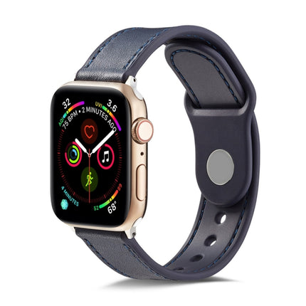 Single Buckle TPU+ Genuine Leather Watchband, For Apple Watch Series 7 41mm / 6 & SE & 5 & 4 40mm / 3 & 2 & 1 38mm, For Apple Watch Series 7 45mm / 6 & SE & 5 & 4 44mm / 3 & 2 & 1 42mm                                                                    ...