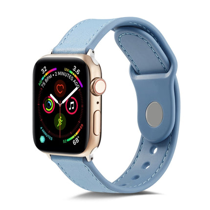 Single Buckle TPU+ Genuine Leather Watchband, For Apple Watch Series 7 41mm / 6 & SE & 5 & 4 40mm / 3 & 2 & 1 38mm, For Apple Watch Series 7 45mm / 6 & SE & 5 & 4 44mm / 3 & 2 & 1 42mm                                                                    ...
