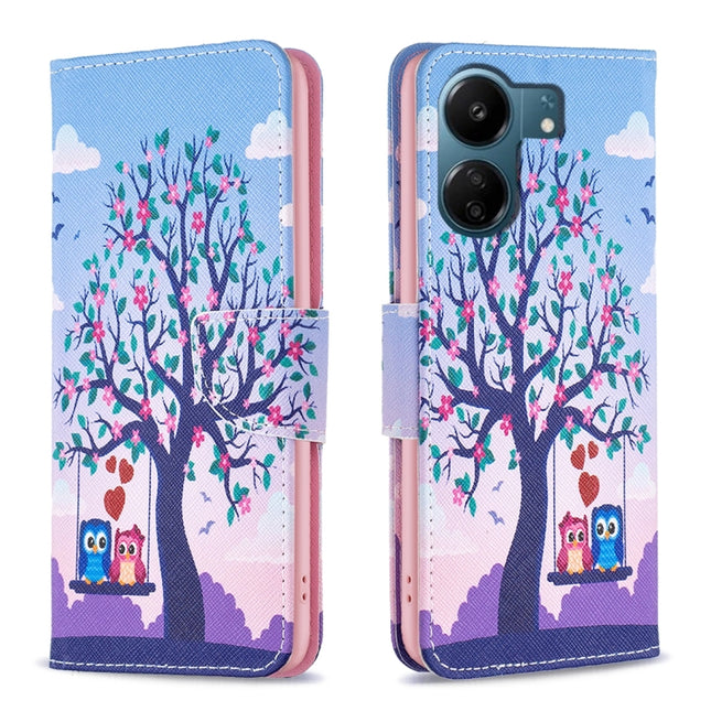 Colored Drawing Pattern Leather Phone Case, For Xiaomi Redmi 13C, For Xiaomi Civi 3 5G