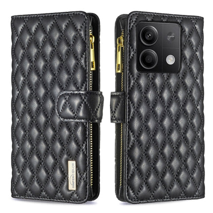 Diamond Lattice Zipper Wallet Leather Flip Phone Case, For Xiaomi Redmi Note 13 Pro 4G Global, For Xiaomi Poco M6 Pro 4G, For Xiaomi Redmi A3, For Xiaomi Redmi Note 13 4G Global