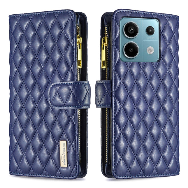 Diamond Lattice Zipper Wallet Leather Flip Phone Case, For Xiaomi Redmi Note 13 Pro 4G Global, For Xiaomi Poco M6 Pro 4G, For Xiaomi Redmi A3, For Xiaomi Redmi Note 13 4G Global