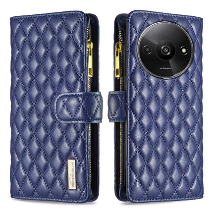 Diamond Lattice Zipper Wallet Leather Flip Phone Case, For Xiaomi Redmi Note 13 Pro 4G Global, For Xiaomi Poco M6 Pro 4G, For Xiaomi Redmi A3, For Xiaomi Redmi Note 13 4G Global