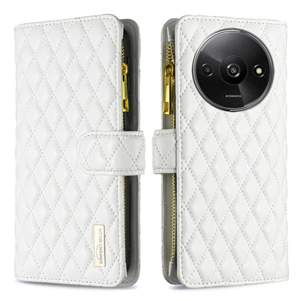 Diamond Lattice Zipper Wallet Leather Flip Phone Case, For Xiaomi Redmi Note 13 Pro 4G Global, For Xiaomi Poco M6 Pro 4G, For Xiaomi Redmi A3, For Xiaomi Redmi Note 13 4G Global
