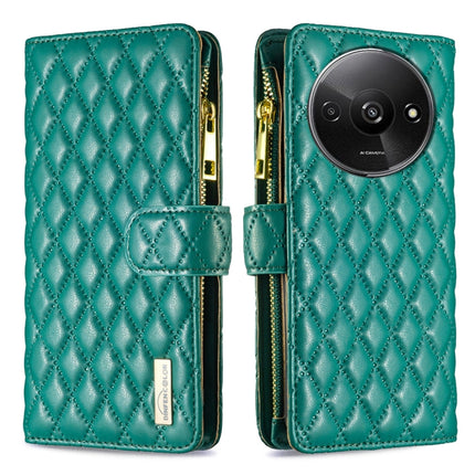 Diamond Lattice Zipper Wallet Leather Flip Phone Case, For Xiaomi Redmi Note 13 Pro 4G Global, For Xiaomi Poco M6 Pro 4G, For Xiaomi Redmi A3, For Xiaomi Redmi Note 13 4G Global