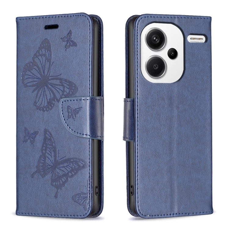 Two Butterflies Embossing Leather Phone Case, For Xiaomi Redmi 13C, For Xiaomi Redmi Note 13 Pro+ 5G, For Xiaomi Redmi Note 13 Pro 5G, For Xiaomi Redmi 12 4G