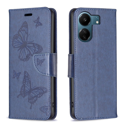 Two Butterflies Embossing Leather Phone Case, For Xiaomi Redmi 13C, For Xiaomi Redmi Note 13 Pro+ 5G, For Xiaomi Redmi Note 13 Pro 5G, For Xiaomi Redmi 12 4G